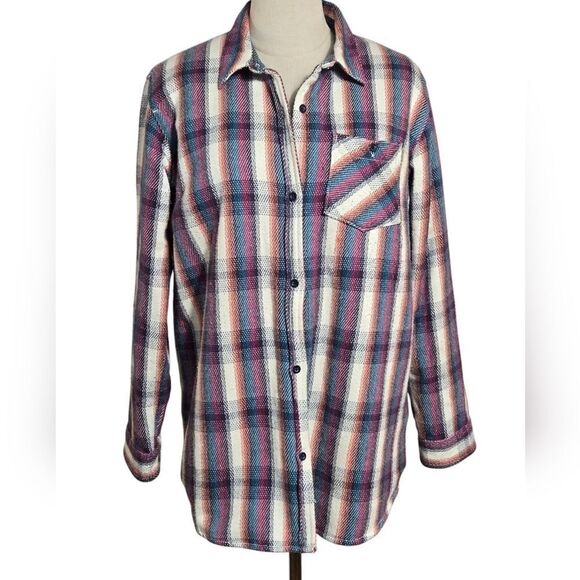 Burton Blue & Red Plaid Sherpa Lined Flannel Shirt Jacket - Picture 1 of 9